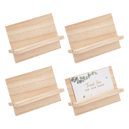 Honeyhandy Rectangle Wood Name Card Holder, Business Card Holder, BurlyWood, Finished Product: 110x60x66mm, 2pcs/set