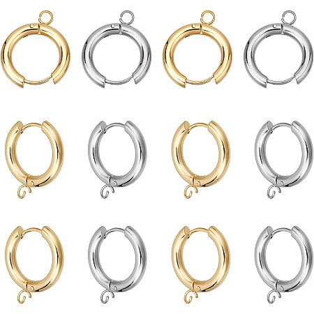 DICOSMETIC 12Pcs 2 Color Stainless Steel Huggie Hoop Earring Findings  Leverback Earring Hooks Hypoallergenic Earrings with Loop for DIY Bracelet  Necklace Jewelry Making 