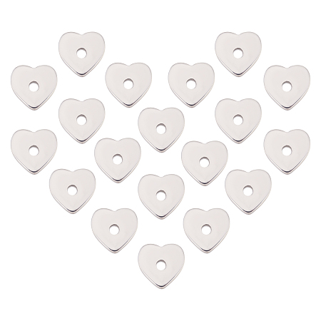 DICOSMETIC 120Pcs Heart Beads Stainless Steel Heart Bead Charms Stainless Steel Spacer Beads Small Flat Pendant for DIY Bracelet Necklace Earring Jewelry Making Accessories Hole: 1mm