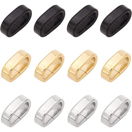 UNICRAFTALE 18pcs 3 Colors Oval Metal Slider Charm Stainless Steel Charm Slider Pendants for Jewelry Making DIY 6x12.5mm Hole