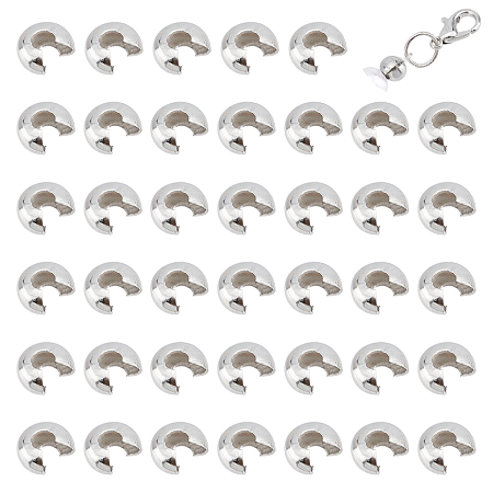 Unicraftale 150Pcs 304 Stainless Steel Crimp Beads Covers, Stainless Steel Color, 4.5mm, Hole: 2mm