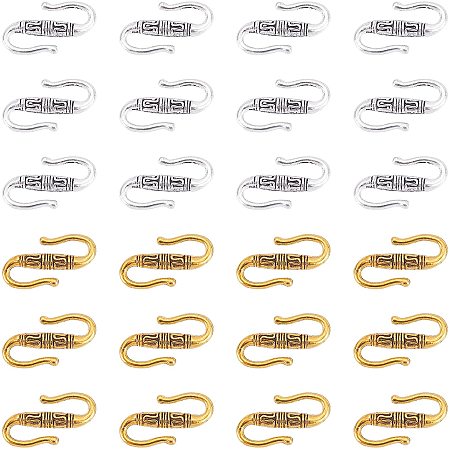 PandaHall Elite 100pcs S-Hook Clasps, Tibetan Alloy Toggle Clasps S-Shaped Wire Hook Clasps Jewelry Connectors for Choker Necklace Charms Bracelet Key Chains