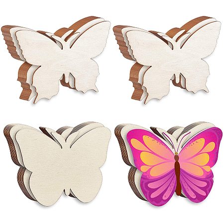 NBEADS 40 Pcs 2 Styles Wooden Cutout Butterfly Crafts, Unfinished Butterfly Blank Wood Craft for DIY Painting Ornament Christmas Home Decor Pendants