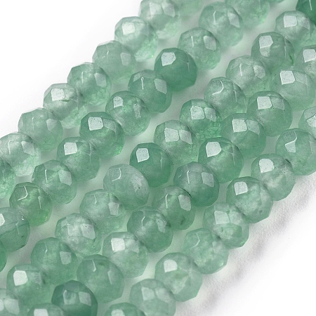 ARRICRAFT Dyed Natural Malaysia Jade Rondelle Beads Strands, Faceted, Medium Aquamarine, 4x2~3mm, Hole: 1mm; about 115pcs/strand, 14 inches