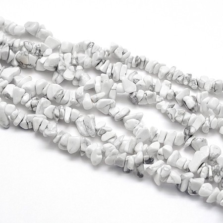 Honeyhandy Natural Howlite Beads Strands, Chips, 5~8x5~8mm, Hole: 1mm, about 31.5 inch