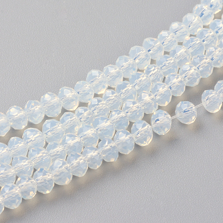 Honeyhandy Imitation Jade Glass Beads Strands, Faceted, Rondelle, Azure, 3x2mm, Hole: 0.5mm, about 188~190pcs/strand, 16.7 inch