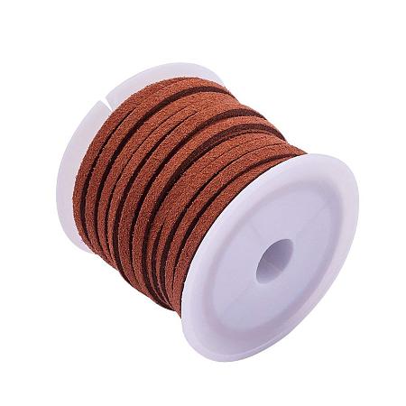 ARRICRAFT Faux Leather Lace Beading Thread 3mm Faux Suede Cord String Velet 5 Yards with Roll Spool Sienna