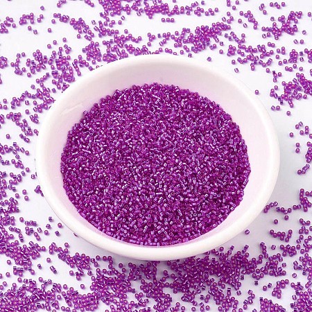 MIYUKI® Delica Beads, Cylinder, Japanese Seed Beads, 11/0, (DB1340) Dyed Silver Lined Fuchsia, 1.3x1.6mm, Hole: 0.8mm; about 2000pcs/10g