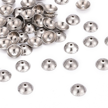 Honeyhandy Stainless Steel Bead Caps, Stainless Steel Color, 6x2mm, Hole: 0.5mm, about 70pcs/5g