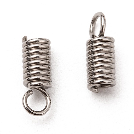 Honeyhandy 304 Stainless Steel Terminators, Coil Cord Ends, Stainless Steel Color, 10x4mm, Hole: 2.5mm, Inner Diameter: 2.5mm