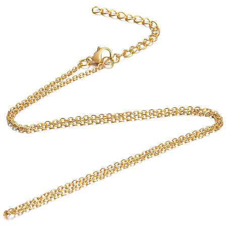 Honeyhandy 304 Stainless Steel Cable Chain Necklace, with Lobster Claw Clasps, Golden, 15.9 inch(40.5cm), 1.6mm