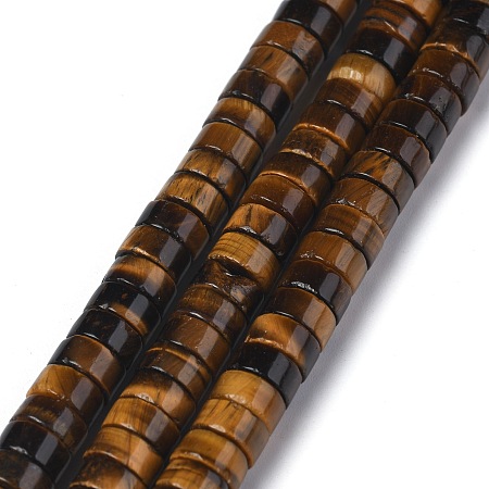 ARRICRAFT Natural Yellow Tiger Eye Beads Strands, Heishi Beads, Flat Round/Disc, 6x3mm, Hole: 1mm, about 119~131pcs/strand, 14.76~15.74 inches(37.5~40cm)