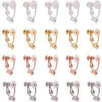 Arricraft 16 pcs 4 Colors Brass Clip on Earring Converter Component with Plastic Ear Clip Pad for DIY Earring Jewelry Making,