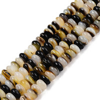 Natural Black Lip Shell Beads Strands, Rondelle, 8~8.5x4.5mm, Hole: 0.9mm, about 87~90pcs/strand, 14.96 inch~15.55 inch(38cm~39.5cm)