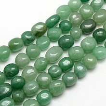 ARRICRAFT Natural Green Aventurine Nuggets Beads Strands, 8~12x8~12mm, Hole: 1mm, about 31~40pcs/strand, 15.5 inches