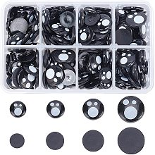 Pandahall Elite 230pcs 4 Sizes Round Black Doll Eyes Flat Back Safety Eyes Plastic Stuffed Crochet Eyes for Puppet, Teddy Bear Crafts, Crochet and Stuffed Animals