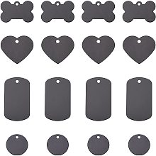 BENECREAT 40PCS 4 Mixed Blank Pendants Heart/Bone/Flat Round/Rectangle Aluminum Stamping Blank for Necklace Bracelet Dog Tags Making, 1mm Thick