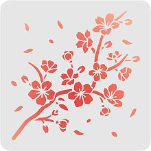 FINGERINSPIRE Cherry Blossom Stencil Template 30x30cm/11.8x11.8inch Plastic Cherry Blossom Branch Drawing Painting Stencils Square Reusable Stencils for Painting and DIY Projects