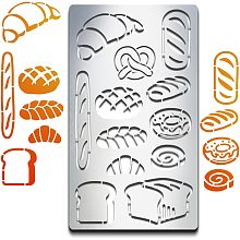 MAYJOYDIY Bread Metal Stencil Bread Theme Metal Journal Stencils Reusable Stainless Steel Template Baguette Toast Bread Croissants Stencils 4×7inch DIY Scrapbooking Album Journaling