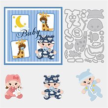 BENECREAT 5.9x4.4inch Baby Doll Giraffe Metal Cutting Dies, Embossing Stencils Template Mould for Card Scrapbooking and DIY Craft Album Paper Card Decor(0.8mm Thick)