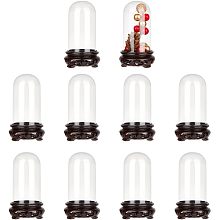 NBEADS 6 Sets Plastic Display Dome Cloche, Decorative Display Case with Acrylic Base Clear Cloche Bell Jar Terrarium for Wedding Rose Tabletop Centerpiece Decoration, 1.89x3.50 Inch