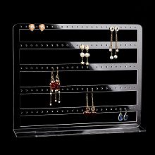 PandaHall Elite 5-Tiers Earrings Organizer Jewelry Display, 120 Holes Clear Earrings Holder Display with Base Ear Studs Jewelry Show Rack Jewelry Organizer for Hanging Earrings for Womens