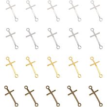 CHGCRAFT 50Pcs 5 Colors Sideways Cross Charms Alloy Connector Charms for Bracelets Necklace Making, Mixed Color