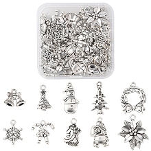 Honeyhandy 40Pcs 10 Styles Christmas Theme Alloy Pendants, Mixed Shapes, Antique Silver, 13.5~28x10.5~23x2~5.5mm, Hole: 1.5~2.5mm, 4pcs/style