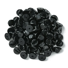 Honeyhandy Silicone Brooch Findings, Rubber Pin Backs Comfort Fit Tie Tack, Black, 10x6mm, Hole: 1mm