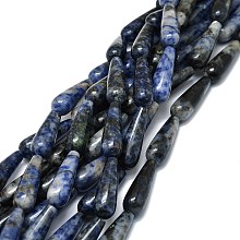 Natural Blue Spot Jasper Beads Strands, Waterdrop, 30x10mm, Hole: 1.4mm, about 13pcs/strand, 15.75''(40cm)