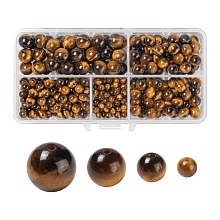 Arricraft 340Pcs 4 Styles Grade A+ Natural Tiger Eye Beads, Round, 4mm/6mm/8mm/10mm, Hole: 1mm