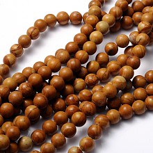 Honeyhandy Gemstone Beads Strands, Wood Lace Stone, Round, about 8mm in diameter, hole: about 1mm, 15~16 inch