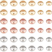 Arricraft 54 Pcs 3 Colors Brass Stopper Beads, 5/6/7mm Round Slider Beads with Silicone Inside Metal Spacer Loose Beads for Bracelet Necklace Jewelry Making