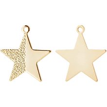 BENECREAT 20Pcs Textured Mini Star Charms 18K Gold Plated Star Shape Pendants for DIY Bracelet Necklace Earring Jewelry Making