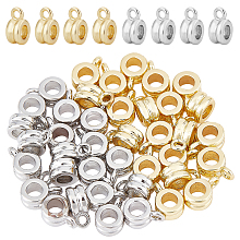 SUPERFINDINGS 40Pcs 2 Colors Brass Hanger Links Grooved Column Dangle Hanger Beads Hanger Connector Tube Bail Beads with 2mm Loop for Bracelet Pendant Making,3.5mm inner diameter