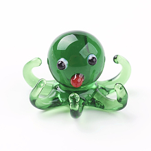 Honeyhandy Home Decorations, Handmade Lampwork Display Decorations, Octopus, Green, 23x23x15mm