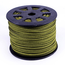 Honeyhandy Faux Suede Cords, Faux Suede Lace, Olive, 1/8 inch(3mm)x1.5mm, about 100yards/roll(91.44m/roll), 300 feet/roll