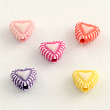 Honeyhandy Craft Style Acrylic Beads, Heart, Mixed Color, 7.5x8x4mm, Hole: 2mm, about 3100pcs/500g