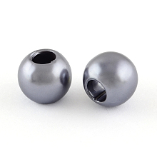 Honeyhandy ABS Plastic Imitation Pearl European Beads, Large Hole Rondelle Beads, Slate Gray, 11.5~12x10mm, Hole: 5mm, about 780pcs/500g