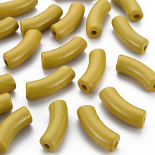 Honeyhandy Opaque Acrylic Beads, Curved Tube, Dark Goldenrod, 36x13.5x11.5mm, Hole: 4mm, about 148pcs/500g