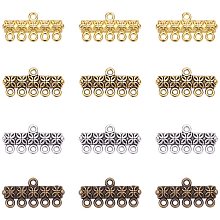 Arricraft 120pcs 5 Strand Slide Lock Clasp, 4 Color Pendants Alloy Chandelier Components Links Charm Links for Multilayer Necklace Dangle Earring Making