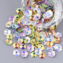 Honeyhandy Ornament Accessories, PVC Plastic Paillette/Sequins Beads, Flower, Mixed Color, 7x7x1.5mm, Hole: 1.4mm, about 800pcs/bag