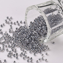 Honeyhandy 12/0 Grade A Round Glass Seed Beads, Ceylon, Slate Gray, 2x1.5mm, Hole: 0.7mm, about 48500pcs/pound