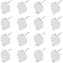 Pandahall Elite 50 Pairs Stainless Steel 10mm Blank Earring Post with Loop Stud Earring Findings for Earring Making - Stainless Steel Color