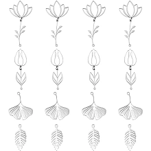 DICOSMETIC 16Pcs 4 Style Lotus Flower Charms Leaf Pendants Leaves Branch Charms Hollow Lotus Charm Ginkgo Charms Stainless Steel Pendants for DIY Crafting Bracelet Jewelry Making