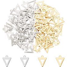 UNICRAFTALE About 100pcs 2 Colors Triangle Charms 201 Stainless Steel Pendants 1mm Small Hole Charms for DIY Jewelry Making