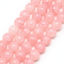 Honeyhandy Baking Painted Crackle Glass Bead Strands, Round, Pink, 6mm, Hole: 1.3~1.6mm, about 133pcs/strand, 31.4 inch