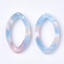 Honeyhandy Cellulose Acetate(Resin) Pendants, Horse Eye, Deep Sky Blue, 22.5x12.5x2.5mm, Hole: 1mm