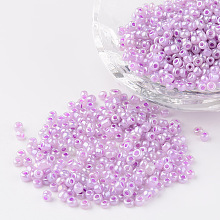 ARRICRAFT 8/0 Ceylon Round Glass Seed Beads, Plum, Size: about 3mm in diameter, hole:1mm, about 1101pcs/50g