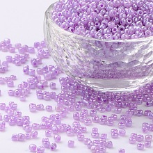 Honeyhandy Glass Seed Beads, Ceylon, Round, Violet, 3mm, Hole: 1mm, about 2222pcs/100g